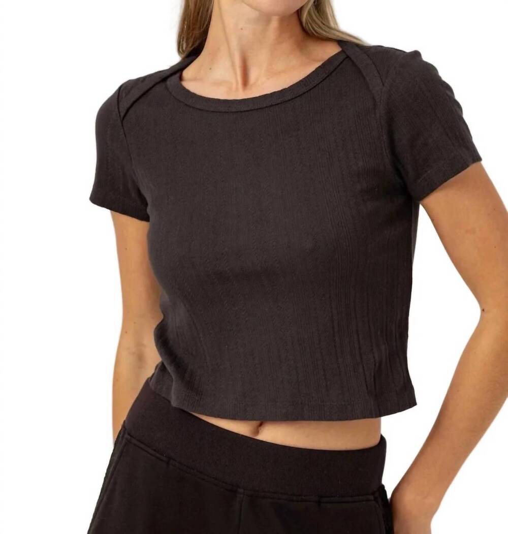 NEW SUNDAYS pointelle baby brother tee in espresso